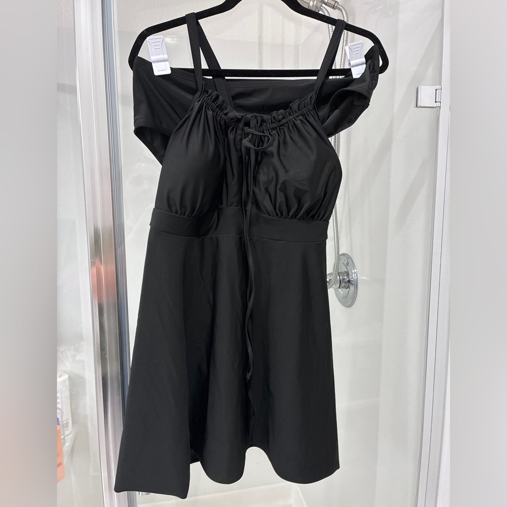 Elegant Black Swim Dress with Strappy Design